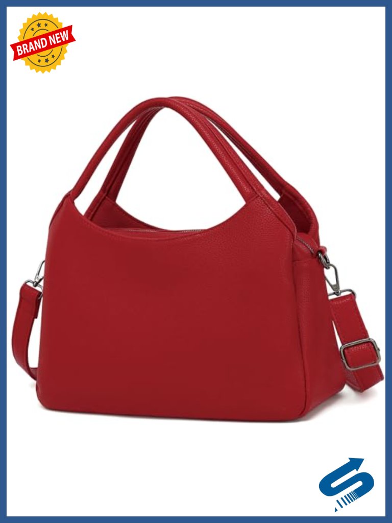 Women's Large Vegan Leather Tote Satchel Bag With Strap